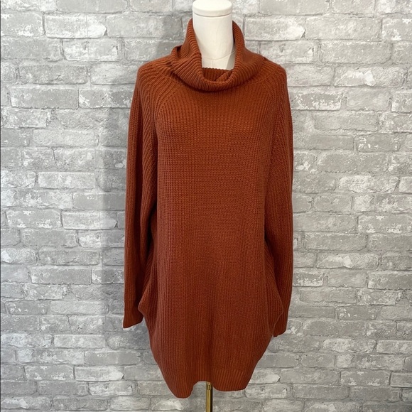 Amazon Brown Cowl Neck Sweater Dress with Soft Texture - Picture 1 of 6